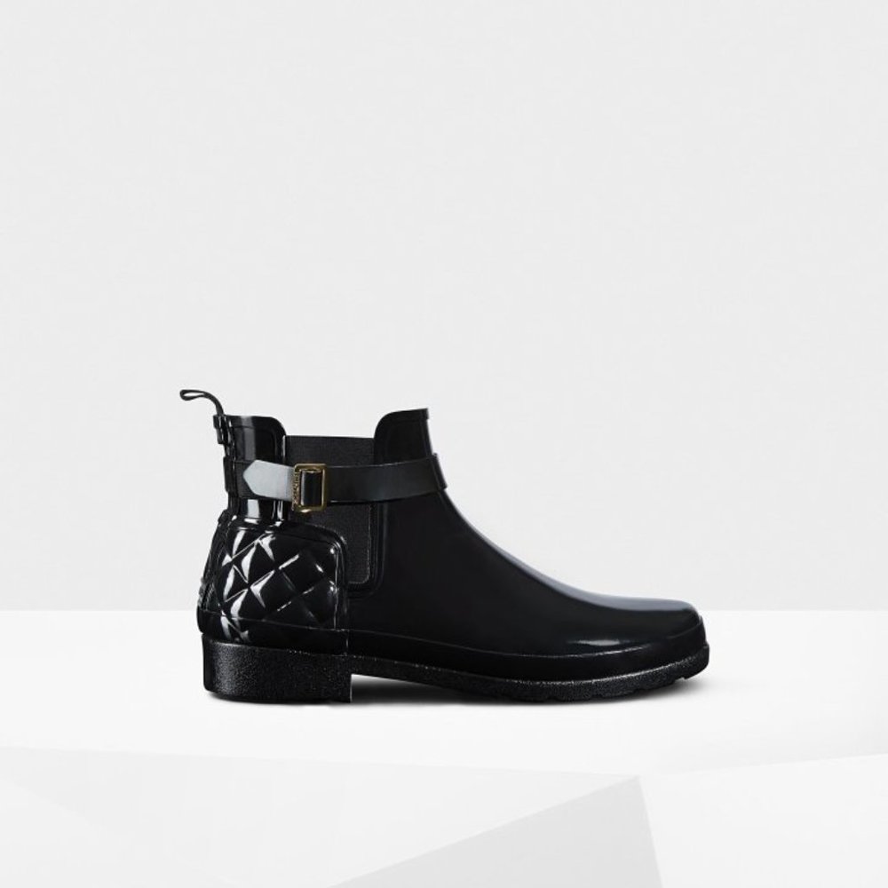 Hunter Refined Quilted Gloss Chelsea Boot